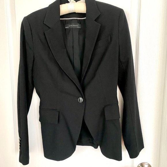 Zara Black Single Breasted One Button Blazer Size 4 - Picture 5 of 13